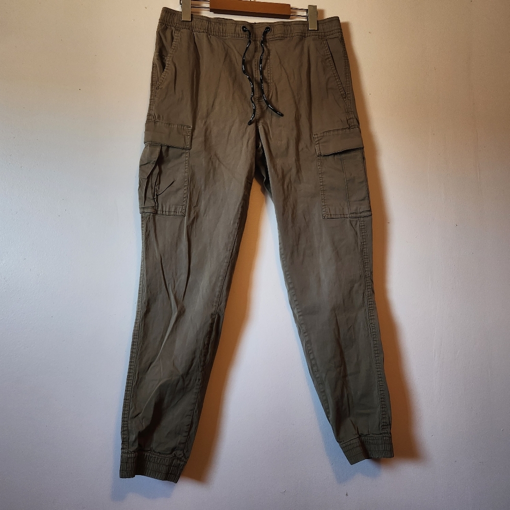 DKNY Mens Utility Cargo Jogger Pants Harlem Olive/Khaki green Size M